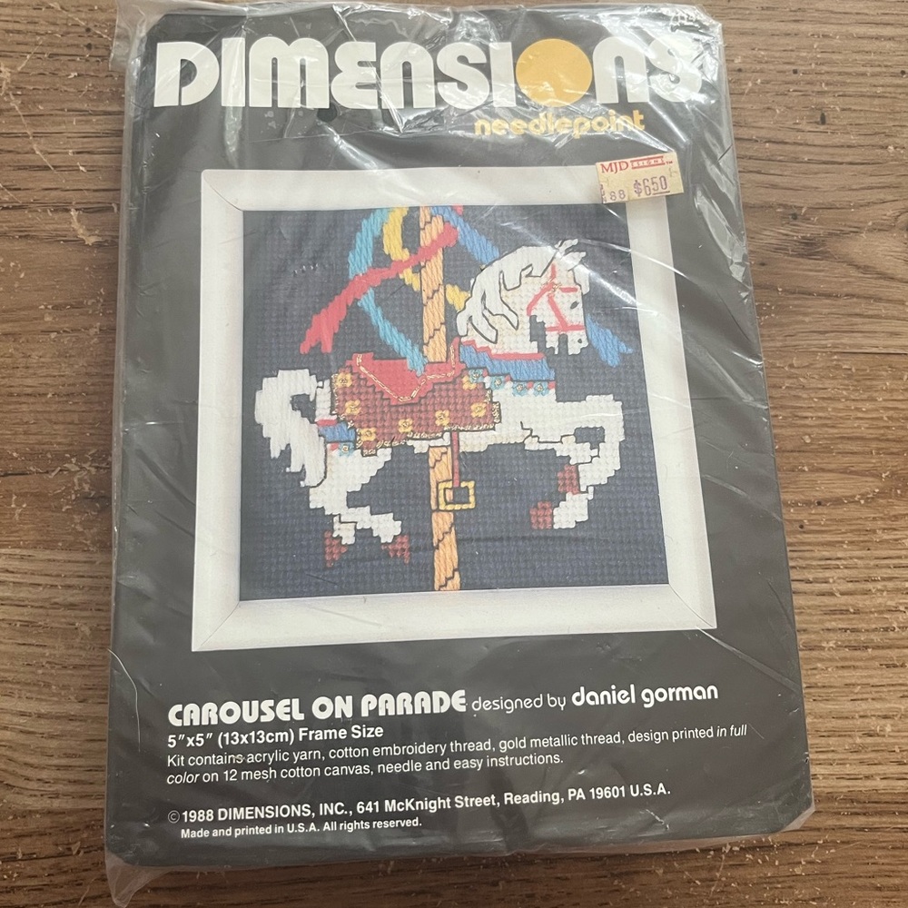 Vintage Dimensions Needle Point Kit Cross Stitch Carousel Horse